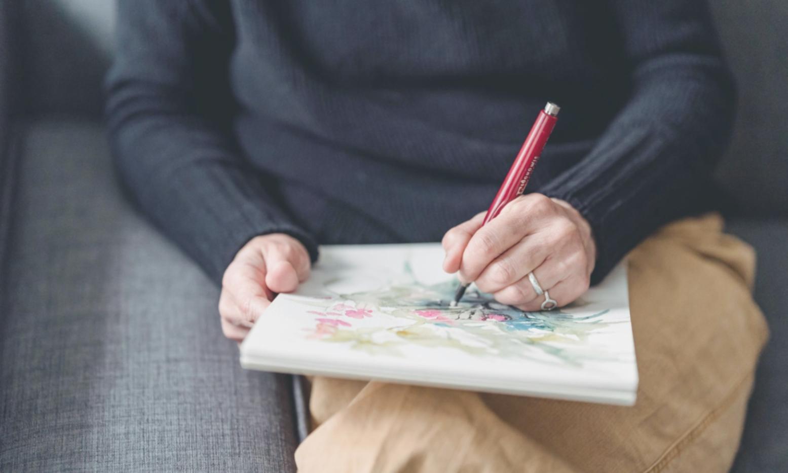 Detailaufnahme einer kunstvollen Event-Illustration mit verschiedenen Zeichentechniken